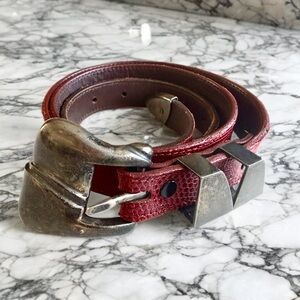 💸SOLD💸 Vintage 1978 Barry Kieselstein-Cord Sterling Silver Buckle Red belt